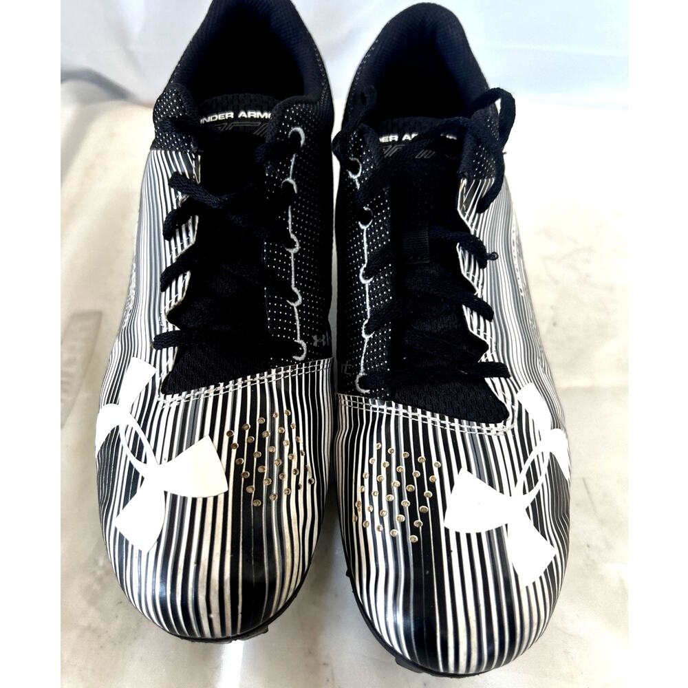 Under Armour Kick Sprint Racing Cleats Men’s 11 Black Silver “I Will Run Fast”